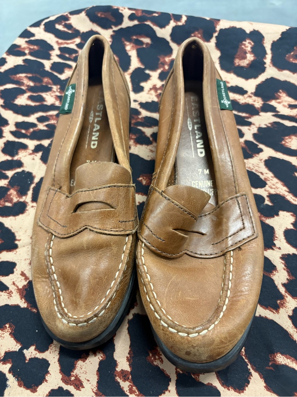 Kirklands Tan Leather Penny Loafers